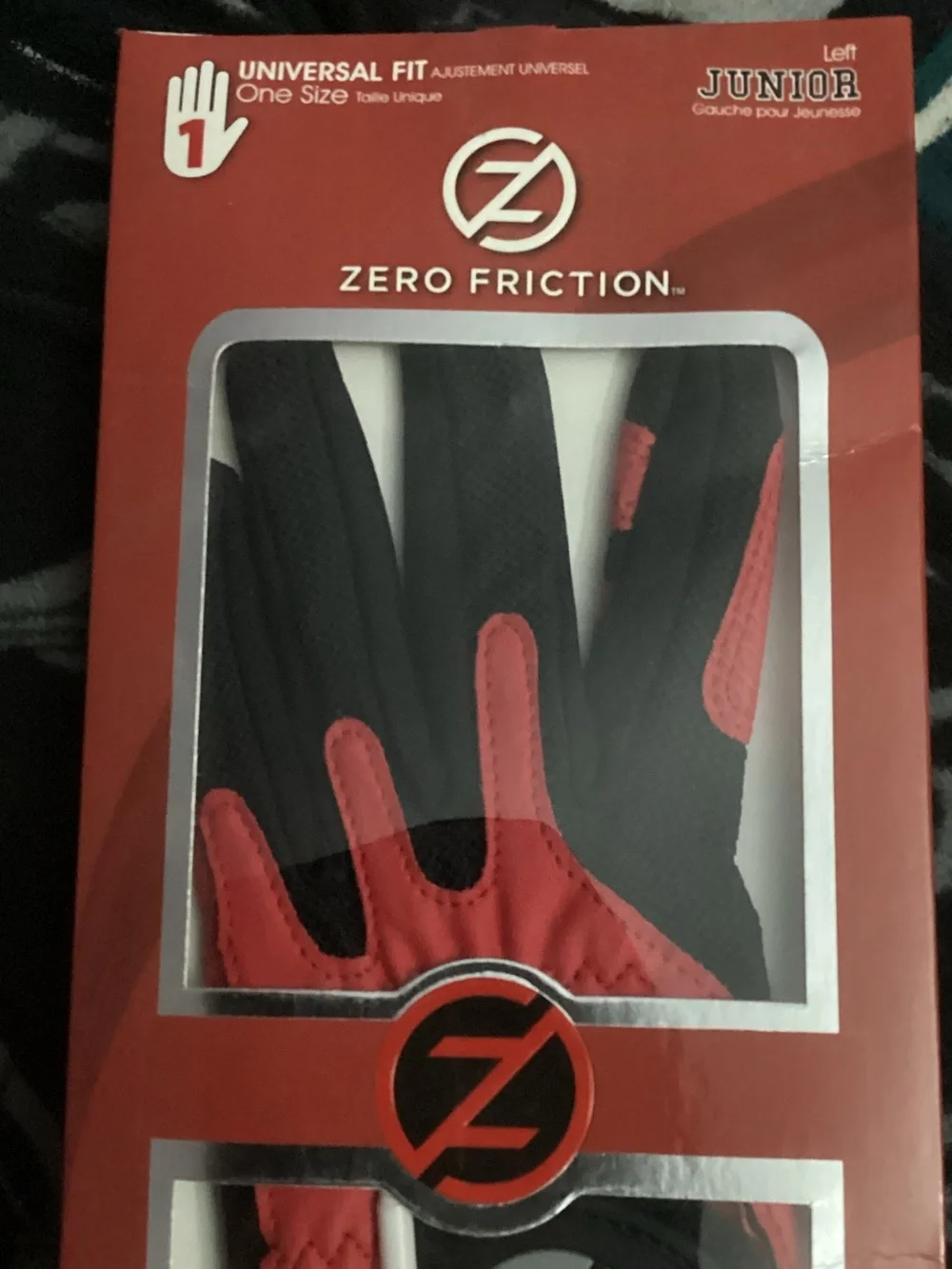 Junior Compression-Fit Golf Glove — Black & Red